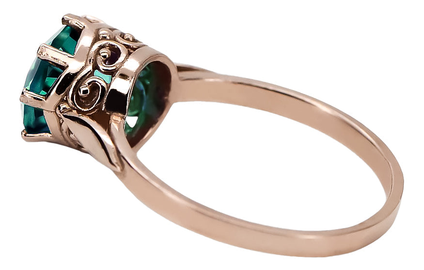 Vintage Emerald Craft Ring in 14K Rose Gold (vrc366r-em) — close-up of the hallmark on the inner band