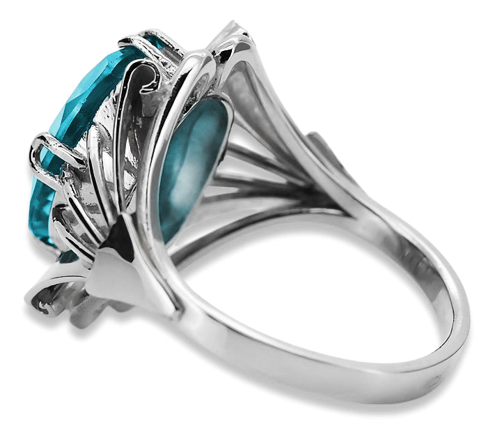 Vintage Aquamarine Ring in Sterling Silver (vrc015s-aq)
