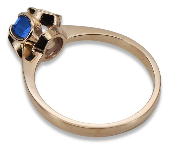 Vintage Sapphire Ring in 14K Rose Gold (vrc348r-sp) — worn on the neckline, showing the drape