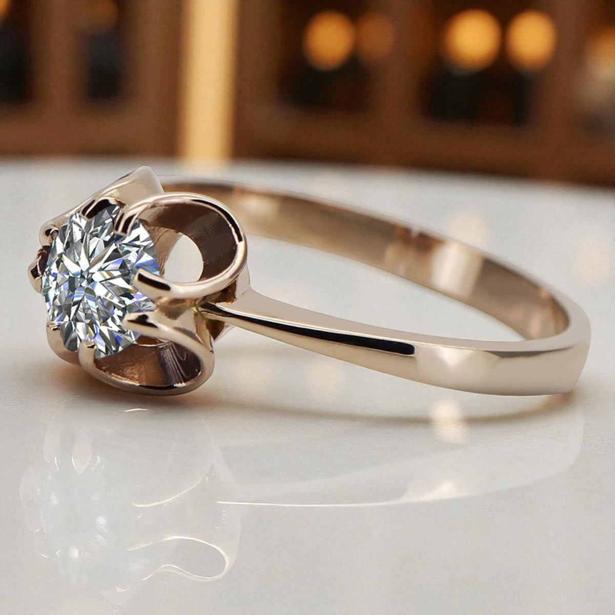 Vintage Zircon Ring in 14K Rose Gold (vrc348r-zi)