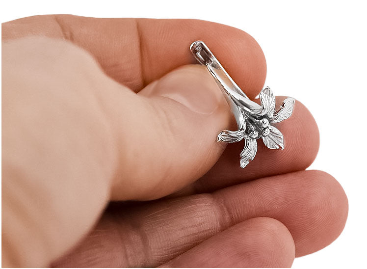 Vintage Flower Earrings in Sterling Silver (ven222s)
