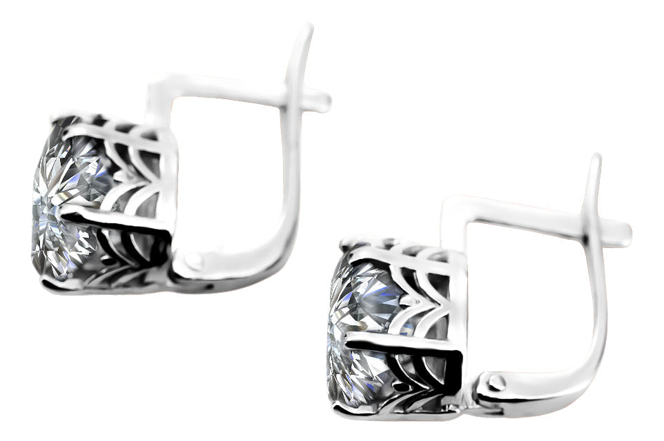 Vintage Zircon Ring Earrings in Sterling Silver (vec003s-zi)