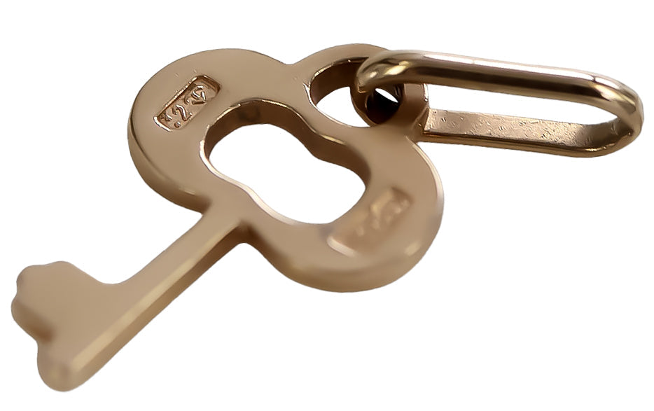 Vintage Key Pendant in 14K Rose Gold (vpn049) — side view showing the setting