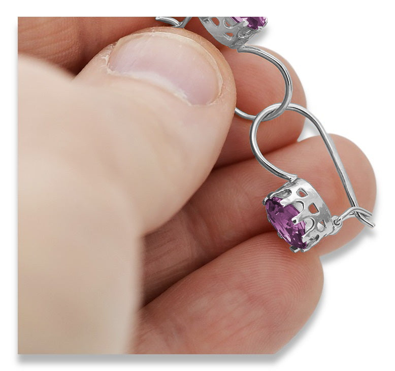 Vintage Amethyst Earrings in Sterling Silver (vec196s-am) — close-up of the hallmark on the inner band