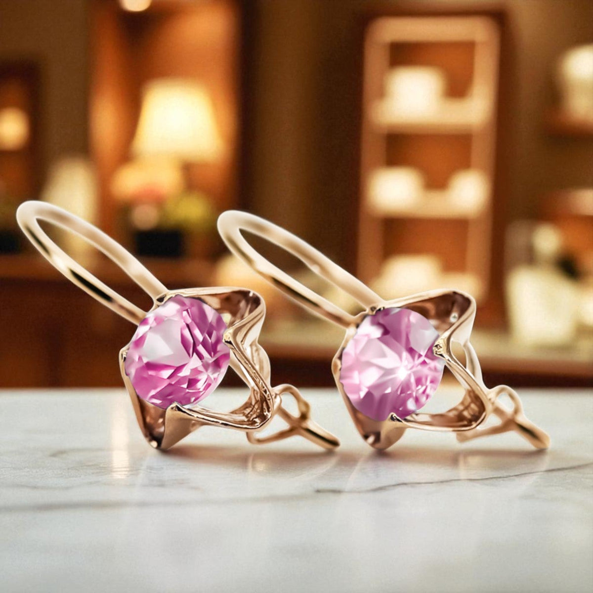 Vintage Amethyst Earrings in 14K Rose Gold (vec142r-am)