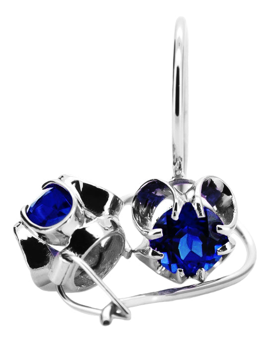 Vintage Sapphire Earrings in Sterling Silver (vec035s-sp) — side view showing the setting