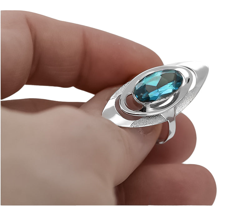 Vintage Aquamarine Ring in Sterling Silver (vrc189s-aq) — side view showing the setting