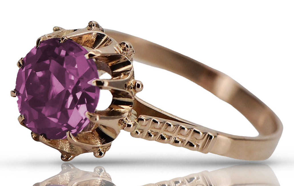 Vintage Amethyst Ring in 14K Rose Gold (vrc045r-am) — full view of the piece
