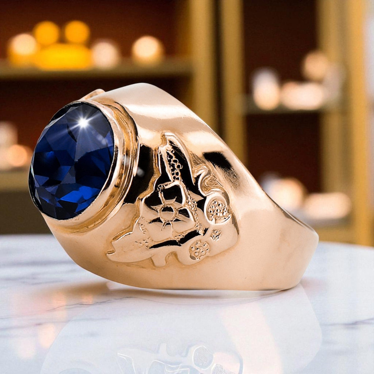 Vintage Sapphire Ring in 14K Rose Gold (vrc078r-sp)
