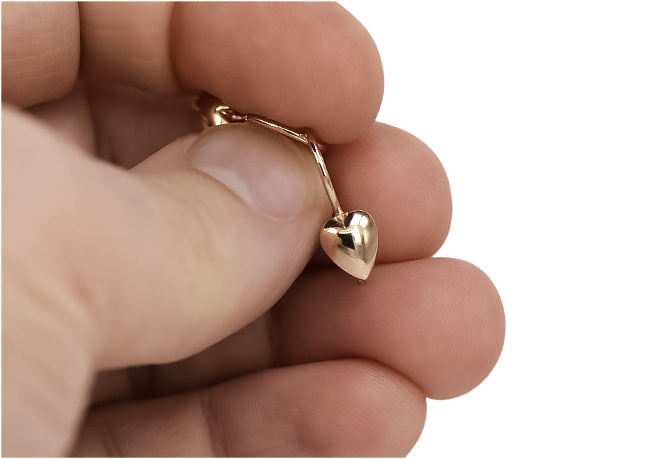 Vintage Heart Earrings in 14K Rose Gold (ven066) — view 7