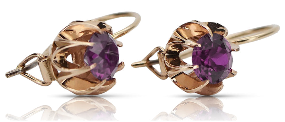 Vintage Amethyst Earrings in 14K Rose Gold (vec062r-am) — full view of the piece