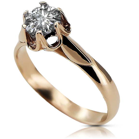 Vintage Zircon Cubic Ring in 14K Rose Gold (vrc122r-zi) — full view of the piece