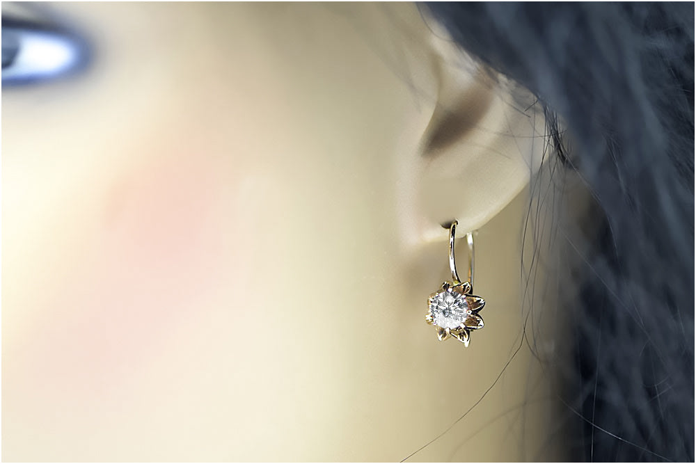 Vintage Zircon Earrings in 14K Rose Gold (vec092r-zi) — full view of the piece
