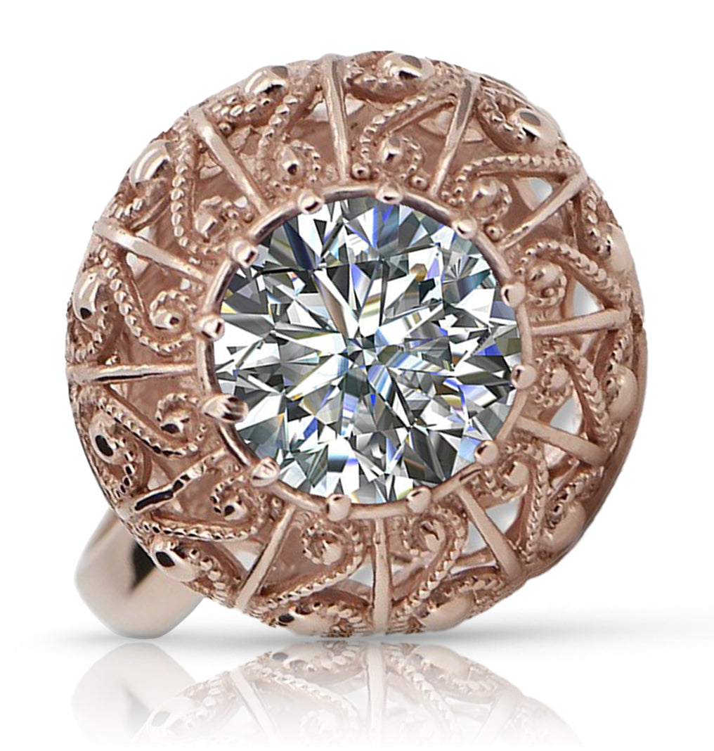 Vintage Zircon Ring in 14K Rose Gold (vrc059r-zi) — full view of the piece