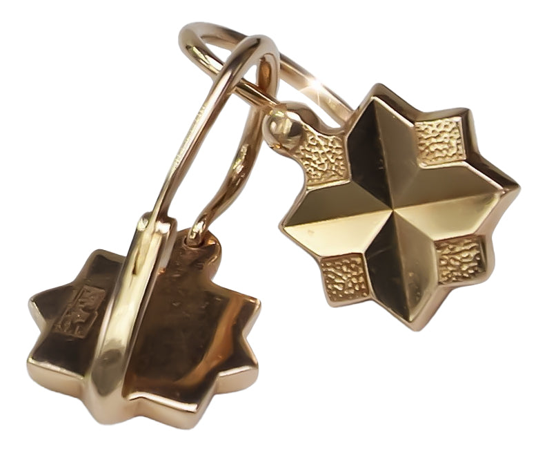 Vintage Leaf Earrings in 14K Rose Gold (ven058) — view 4