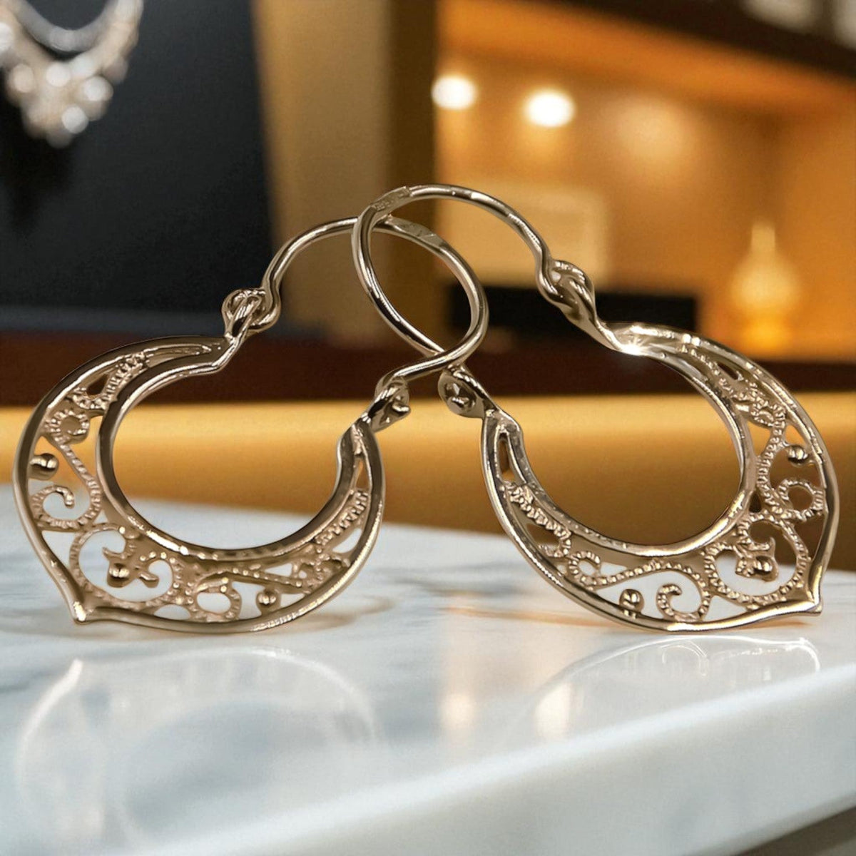 Vintage Gipsy Earrings in 14K Rose Gold (ven075)