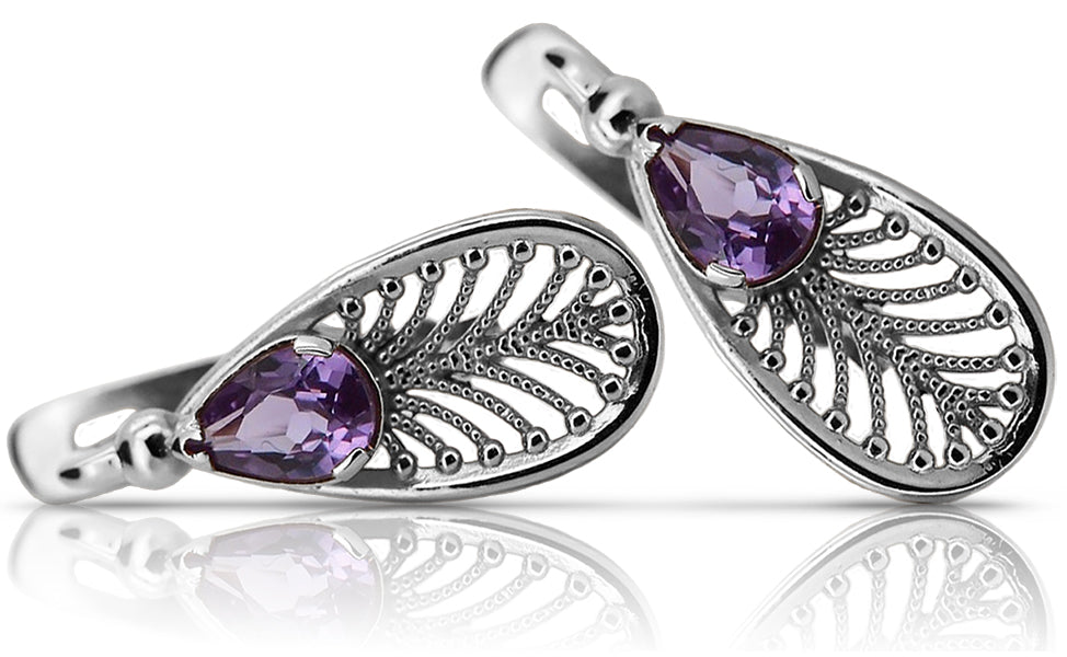 Vintage Alexandrite Earrings in Sterling Silver (vec067s-ax)