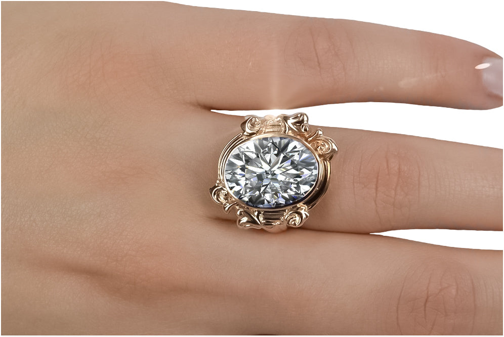 Vintage Zircon Ring in 14K Rose Gold (vrc100r-zi) — full view of the piece