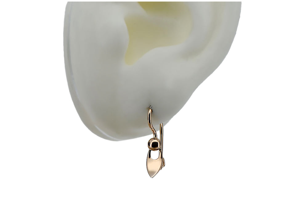 Vintage Leaf Earrings in 14K Rose Gold (ven208) — view 3