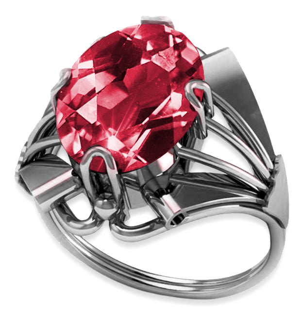 Vintage Ruby Ring in Sterling Silver (vrc015s-rb) — back view with the clasp
