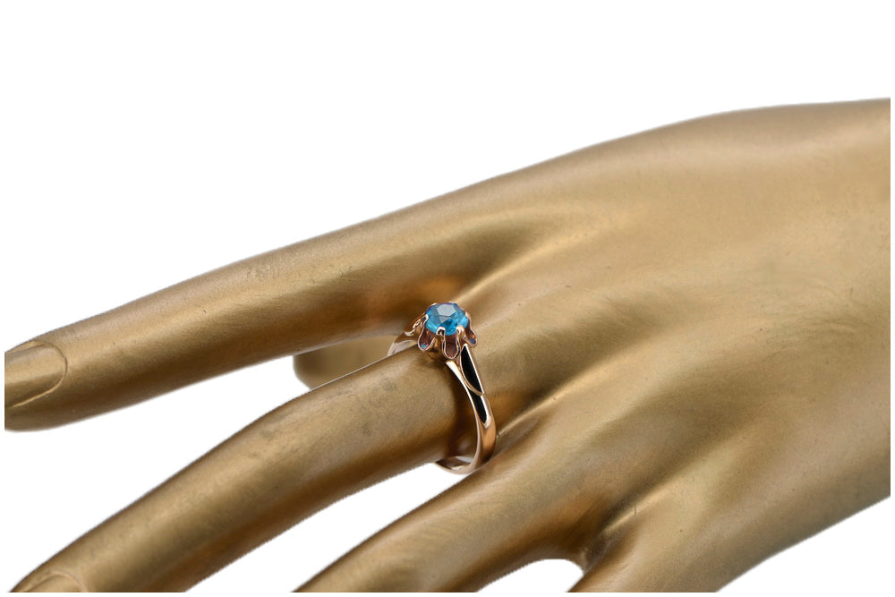 Vintage Aquamarine Ring in 14K Rose Gold (vrc094r-aq) — side view showing the setting