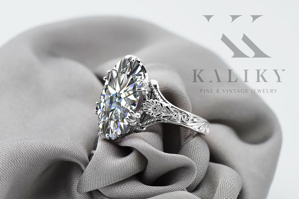 Vintage Zircon Cubic Ring in Sterling Silver (vrc084s-zi) — worn on the hand, showing profile