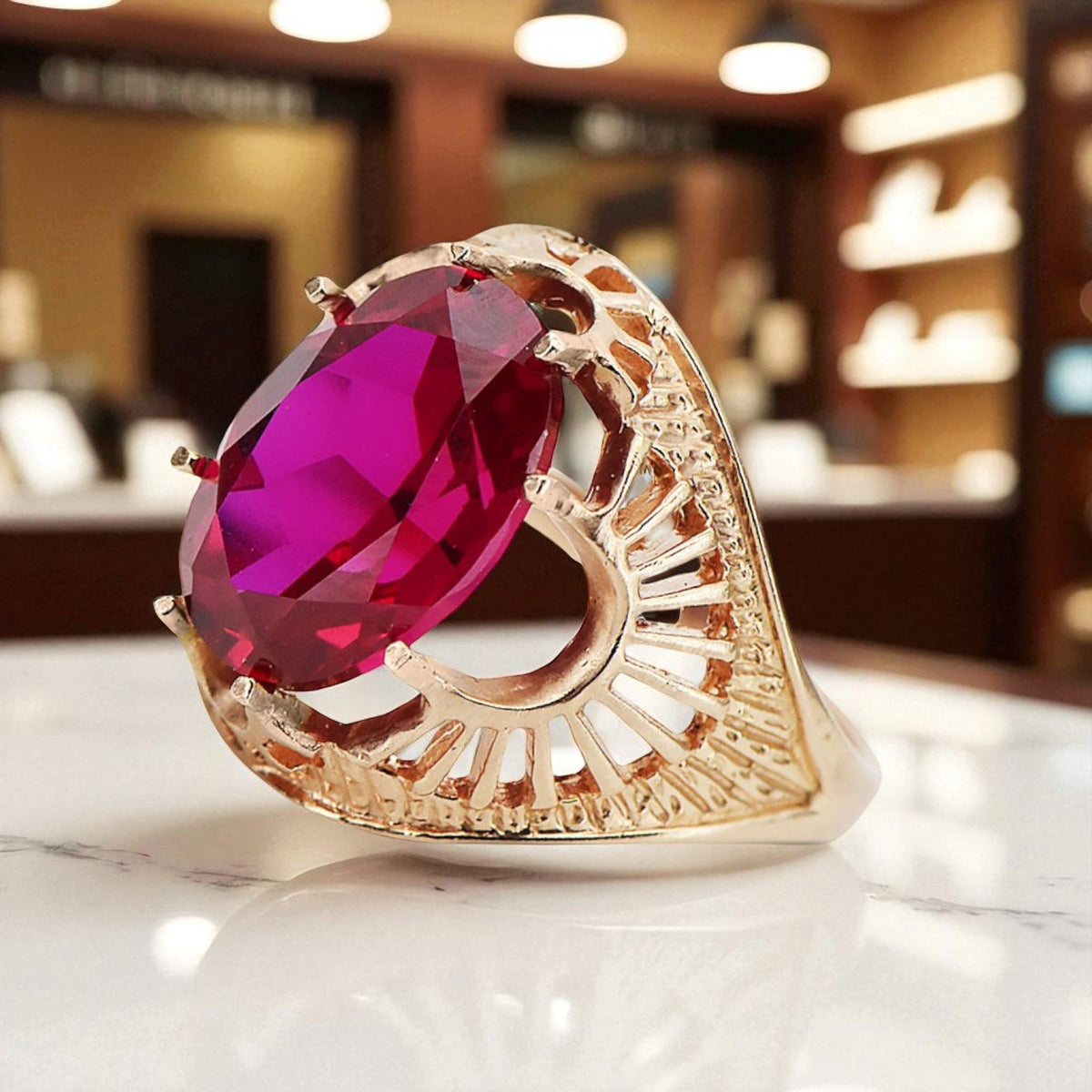Vintage Ruby Craft Ring in 14K Rose Gold (vrc003r-rb)