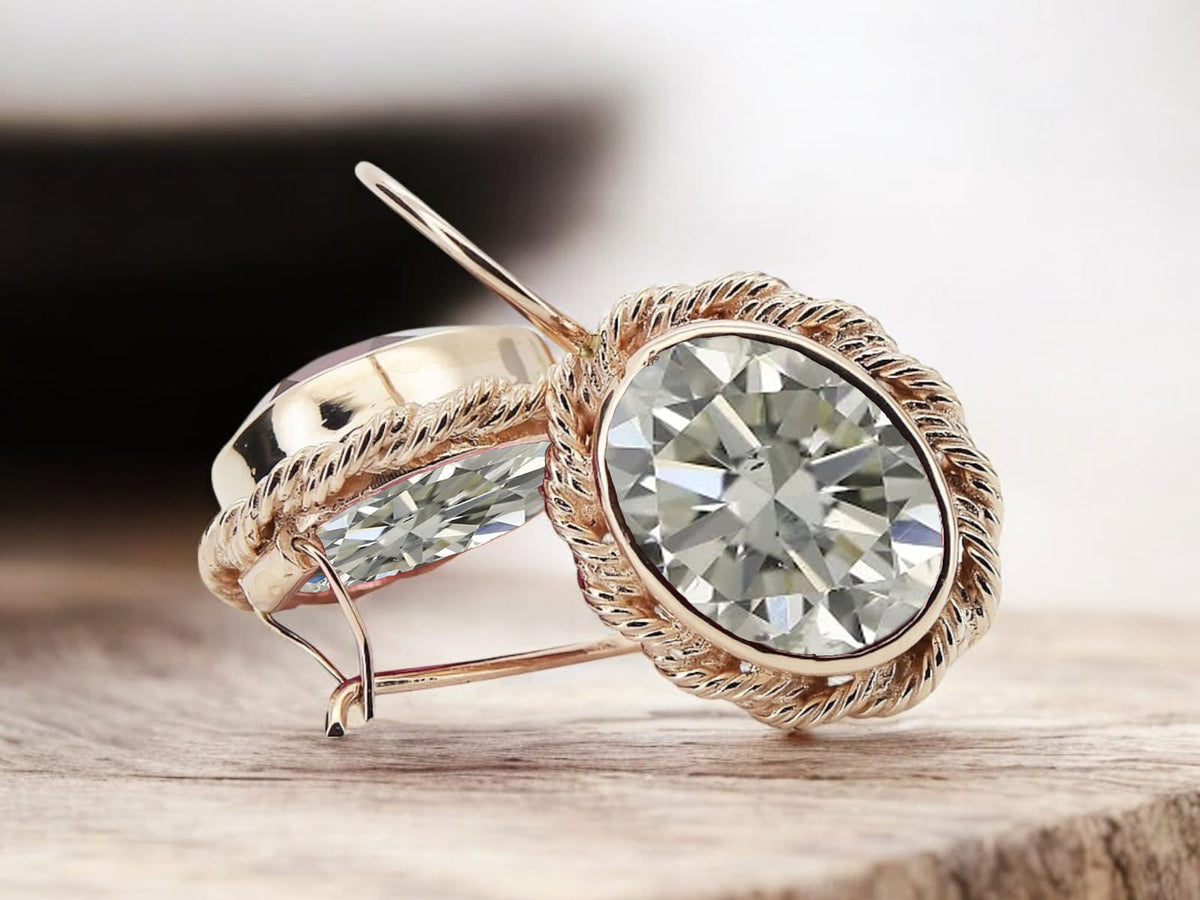 Vintage Zircon Earrings in 14K Rose Gold (vec007r-zi) — full view of the piece