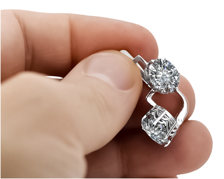 Vintage Zircon Ring Earrings in Sterling Silver (vec003s-zi) — close-up of the hallmark on the inner band