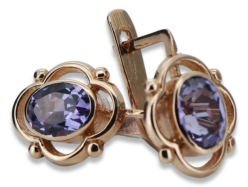 Vintage Alexandrite Earrings in 14K Rose Gold (vec033r-ax) — full view of the piece