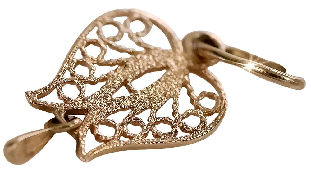 Vintage Leaf Pendant in 14K Rose Gold (vpn025) — full view of the piece