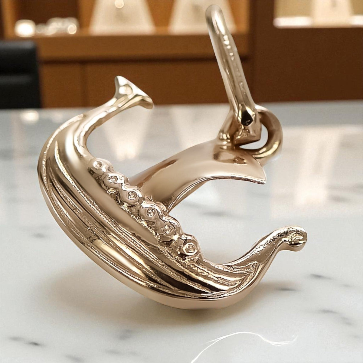 Vintage Boat Pendant in 14K Rose Gold (vpn044)