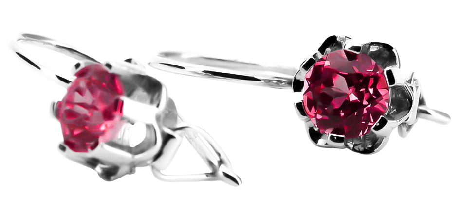 Vintage Ruby Earrings in Sterling Silver (vec019s-rb) — close-up of the hallmark on the inner band