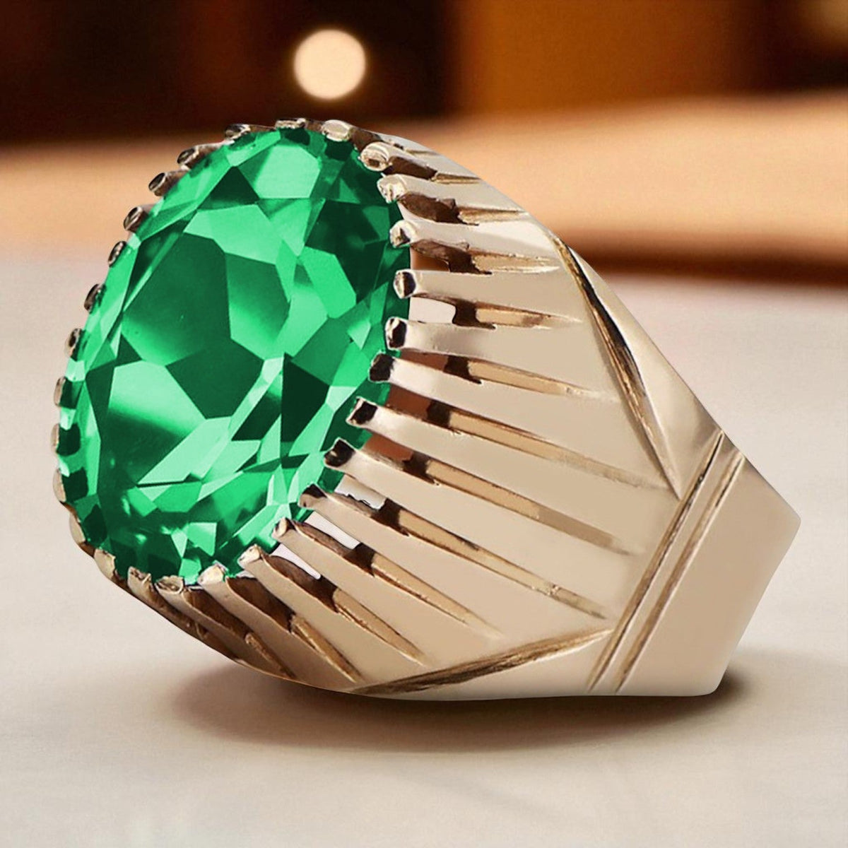 Vintage Emerald Ring in 14K Rose Gold (vrc048r-em)