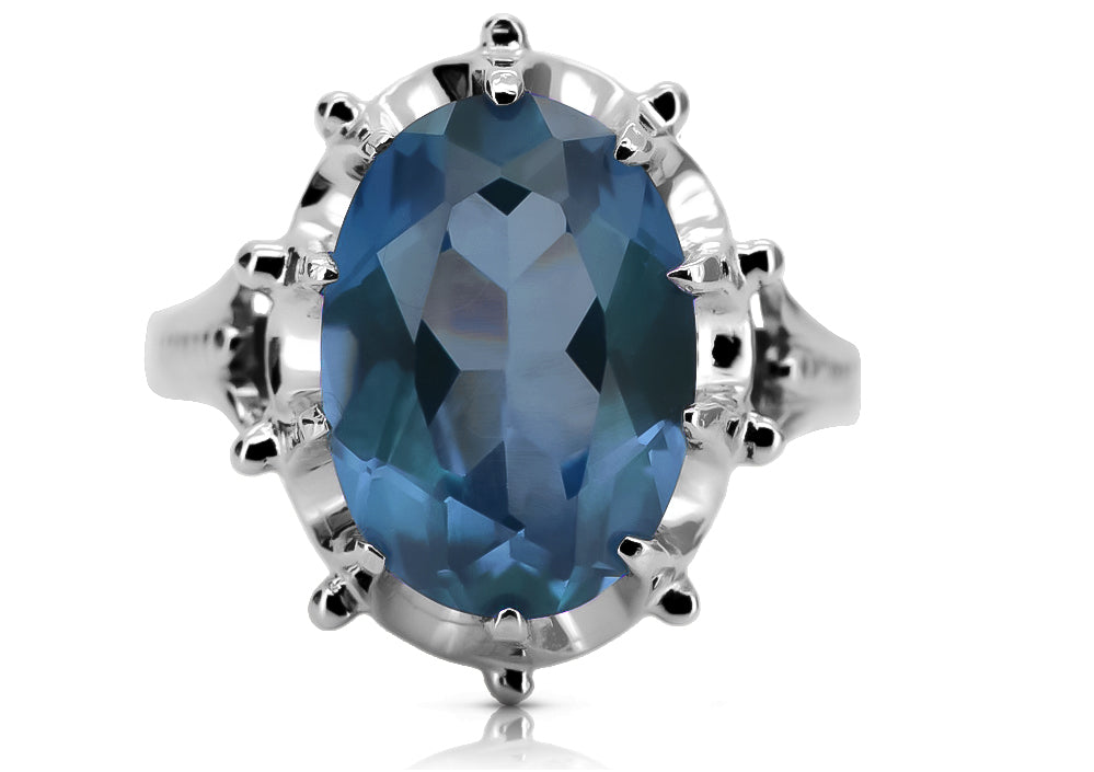 Vintage Aquamarine Ring in Sterling Silver (vrc079s-aq)
