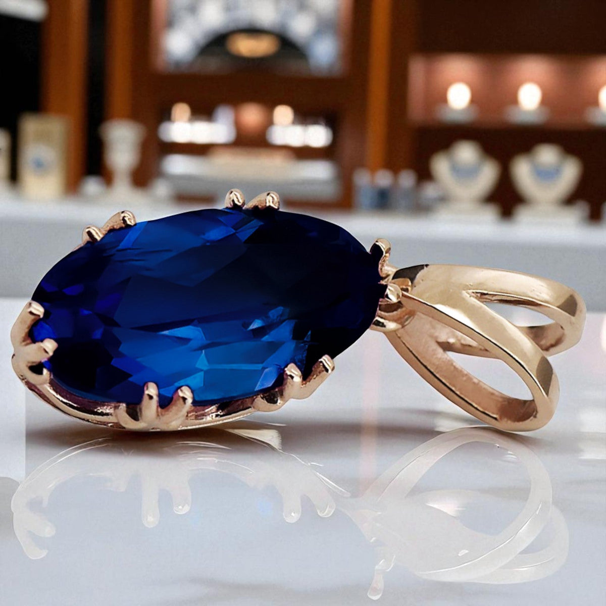 Vintage Sapphire Craft Pendant in 14K Rose Gold (vpc019r-sp)