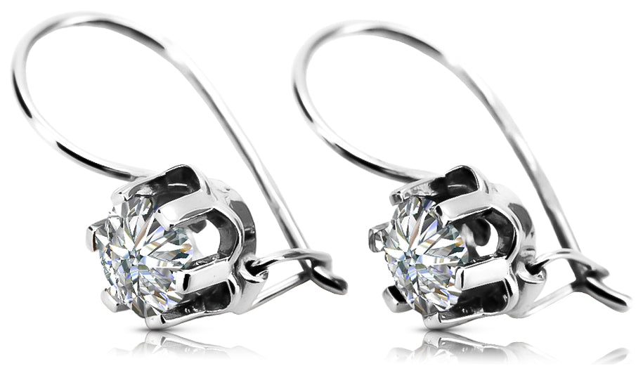 Vintage Zircon Cubic Earrings in Sterling Silver (vec019s-zi) — worn on the hand, showing profile
