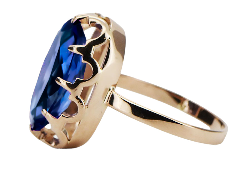 Vintage Sapphire Ring in 14K Rose Gold (vrc253r-sp) — full view of the piece
