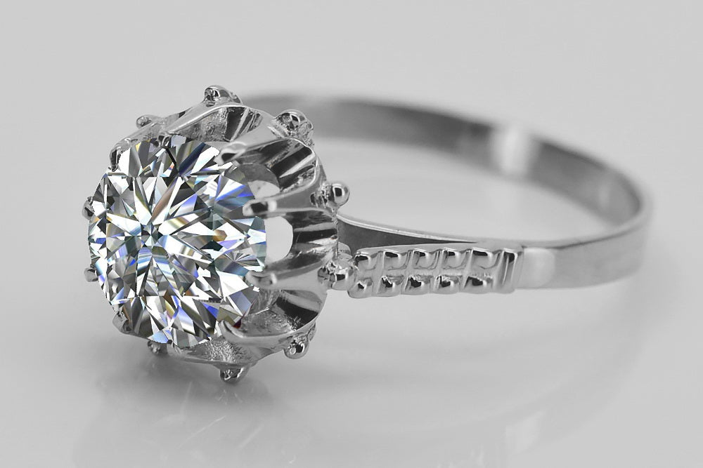 Vintage Zircon Ring in Sterling Silver (vrc045s-zi) — side view showing the setting