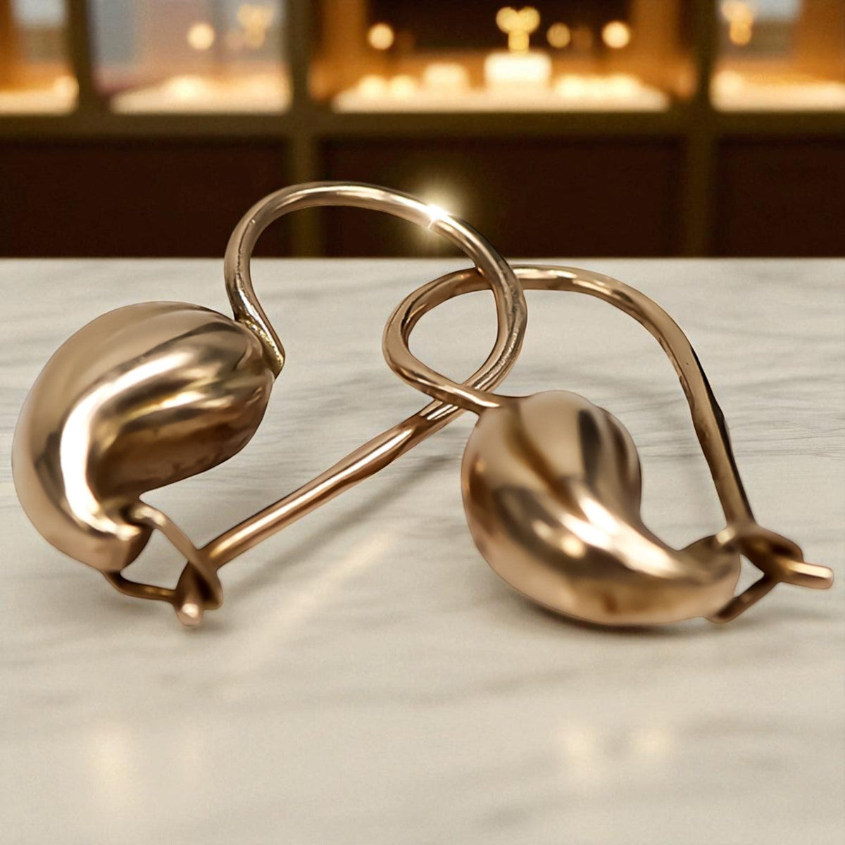Vintage Pear Earrings in 14K Rose Gold (ven115)