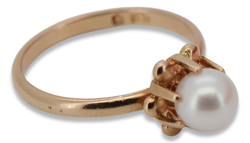 Vintage Pearl Ring in 14K Rose Gold (vrpr011r) — full view of the piece