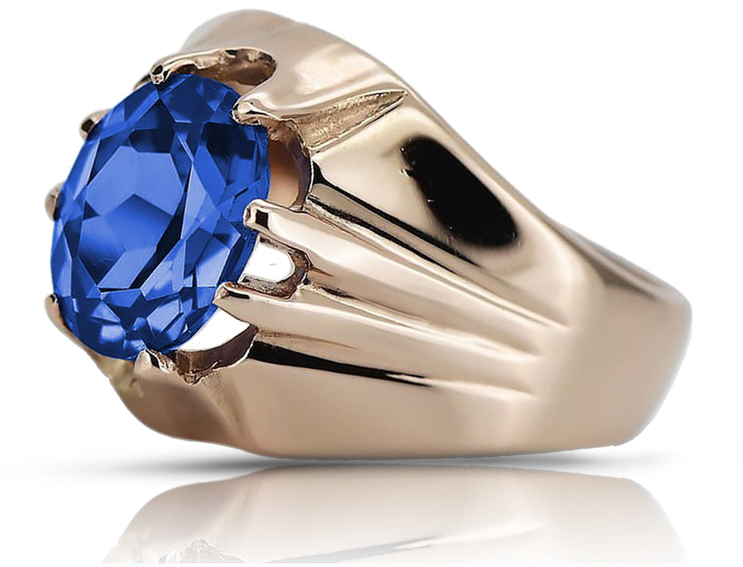 Vintage Sapphire Saphire Ring in 14K Rose Gold (vrc016r-sp) — side view showing the setting