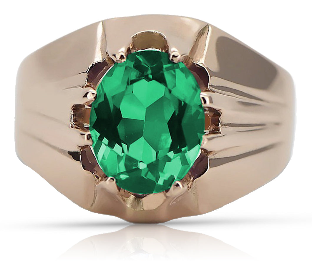Vintage Emerald Ring in 14K Rose Gold (vrc016r-em) — side view showing the setting