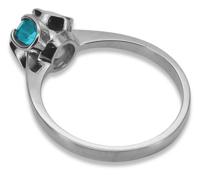 Vintage Aquamarine Ring in Sterling Silver (vrc348s-aq) — close-up of the hallmark on the inner band