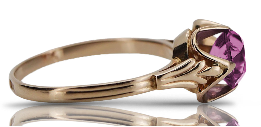 Vintage Amethyst Ring in 14K Rose Gold (vrc023r-am) — full view of the piece
