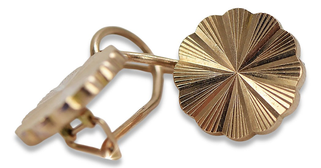 Vintage Flower Earrings in 14K Rose Gold (ven135) — side view showing the setting