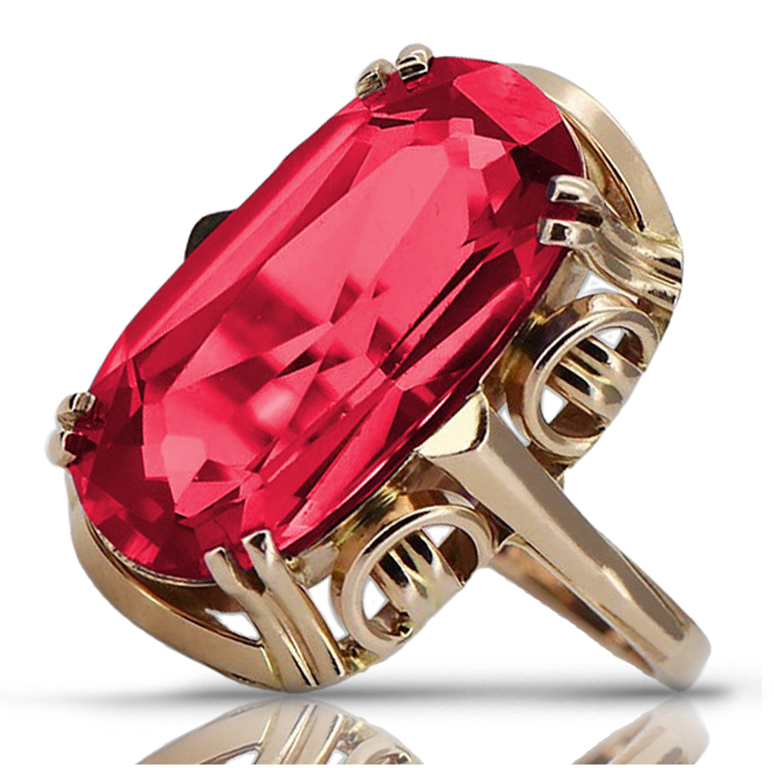 Vintage Ruby Ring in 14K Rose Gold (vrc038r-rb) — full view of the piece