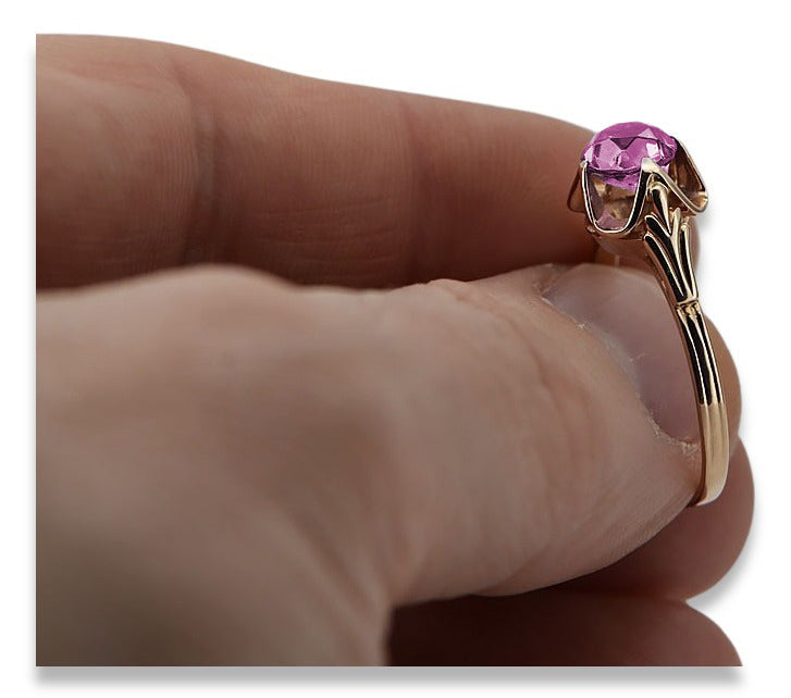 Vintage Amethyst Ring in 14K Rose Gold (vrc023r-am) — close-up of the hallmark on the inner band