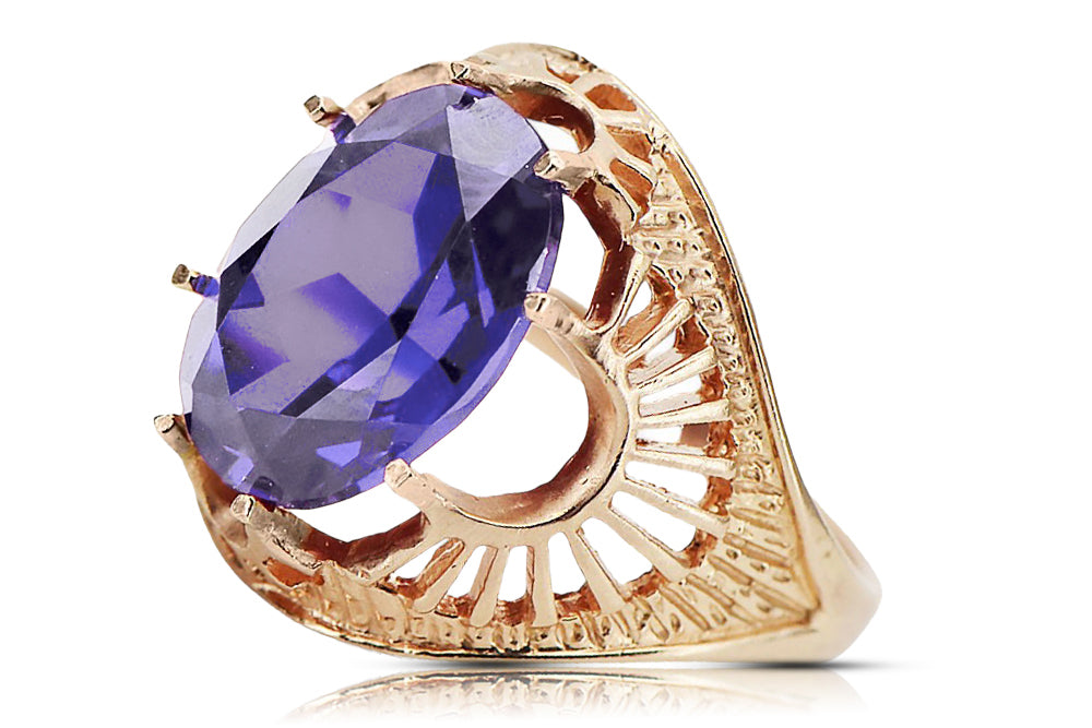 Vintage Alexandrite Ring in 14K Rose Gold (vrc003r-ax) — full view of the piece