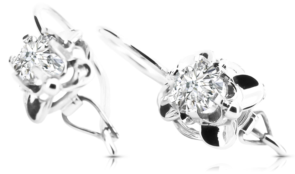 Vintage Zircon Cubic Earrings in Sterling Silver (vec116s-zi) — worn on the hand, showing profile
